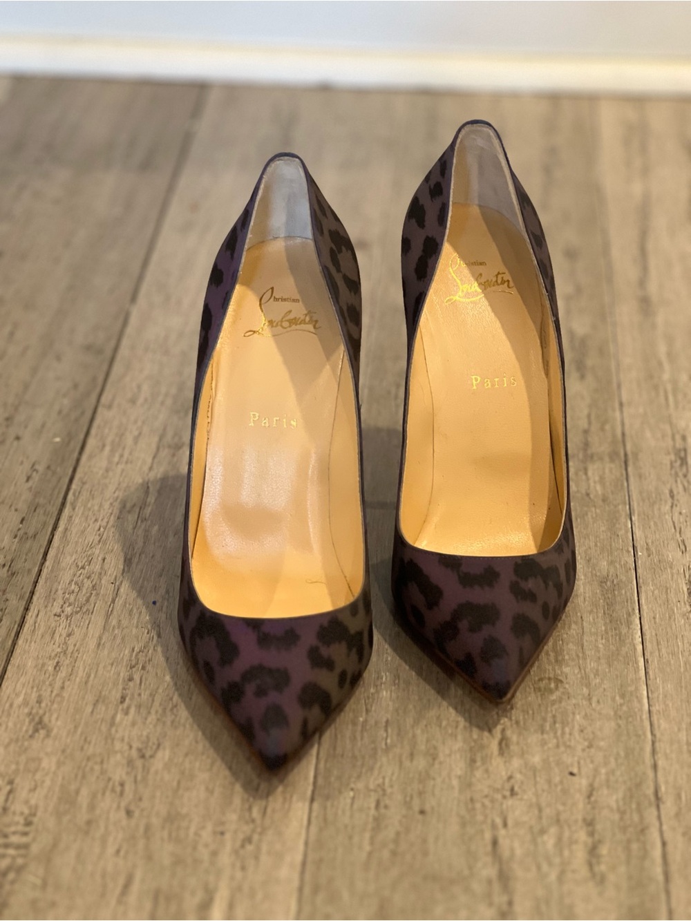 Christian Louboutin Purple Leopard-Print Pointed Pumps
